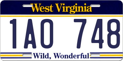WV license plate 1AO748
