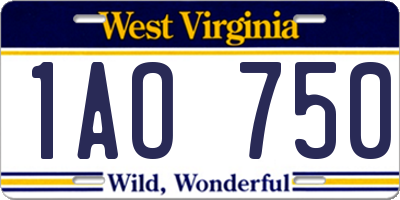 WV license plate 1AO750