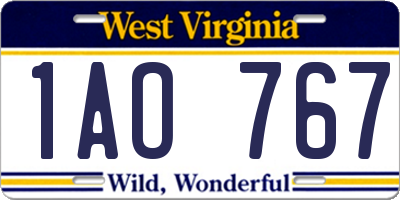 WV license plate 1AO767