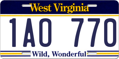 WV license plate 1AO770