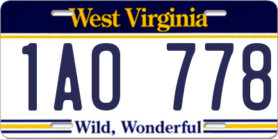 WV license plate 1AO778