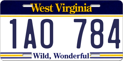 WV license plate 1AO784