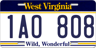 WV license plate 1AO808