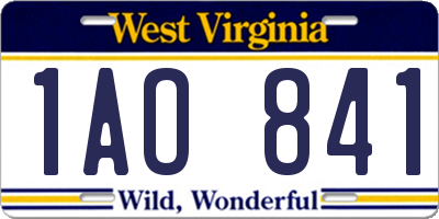 WV license plate 1AO841