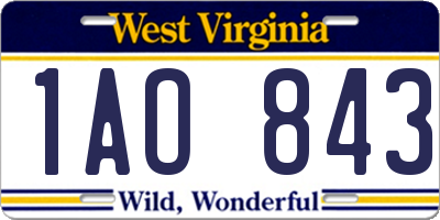 WV license plate 1AO843