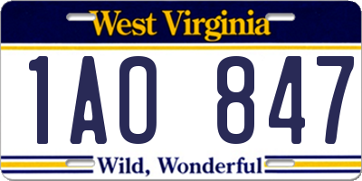 WV license plate 1AO847