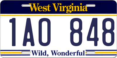 WV license plate 1AO848