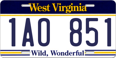 WV license plate 1AO851