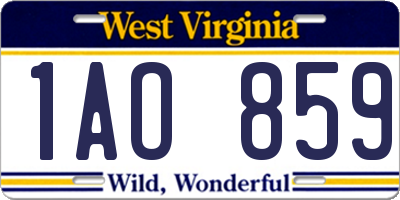 WV license plate 1AO859