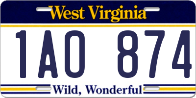 WV license plate 1AO874