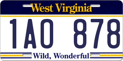 WV license plate 1AO878
