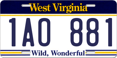 WV license plate 1AO881