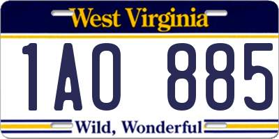 WV license plate 1AO885