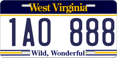 WV license plate 1AO888