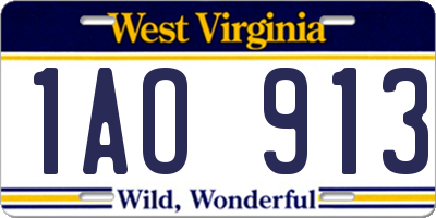 WV license plate 1AO913