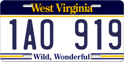WV license plate 1AO919