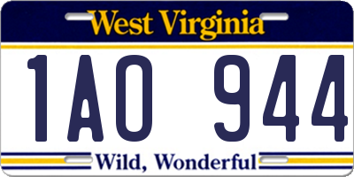 WV license plate 1AO944