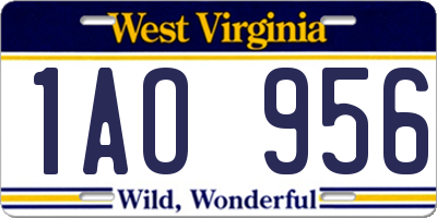 WV license plate 1AO956