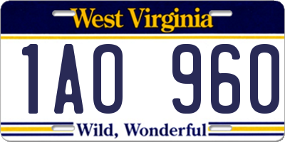 WV license plate 1AO960