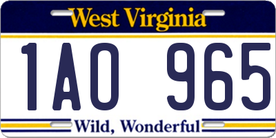 WV license plate 1AO965