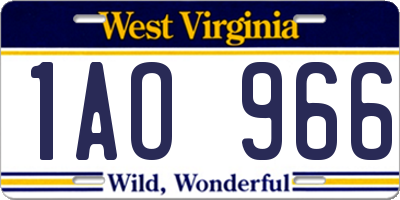 WV license plate 1AO966