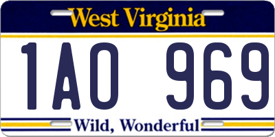 WV license plate 1AO969