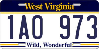 WV license plate 1AO973