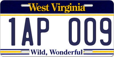 WV license plate 1AP009