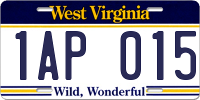 WV license plate 1AP015