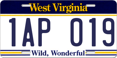 WV license plate 1AP019