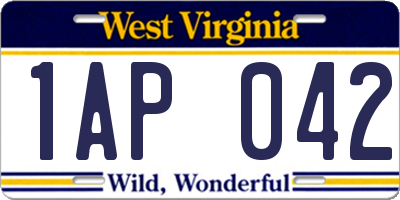 WV license plate 1AP042