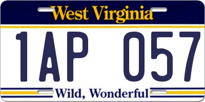 WV license plate 1AP057