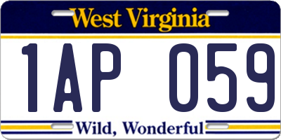 WV license plate 1AP059