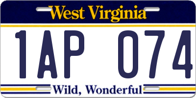 WV license plate 1AP074