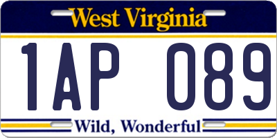 WV license plate 1AP089