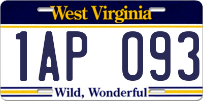 WV license plate 1AP093
