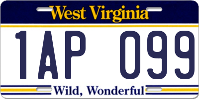 WV license plate 1AP099