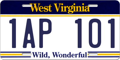 WV license plate 1AP101