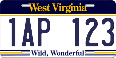 WV license plate 1AP123