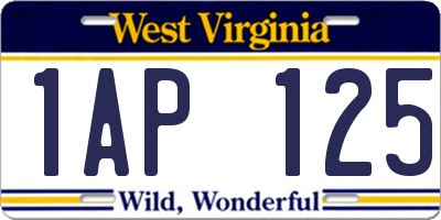 WV license plate 1AP125