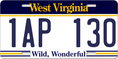 WV license plate 1AP130