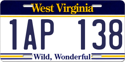WV license plate 1AP138