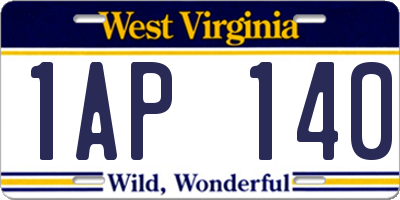WV license plate 1AP140
