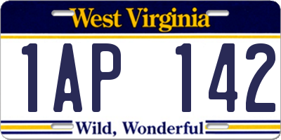 WV license plate 1AP142