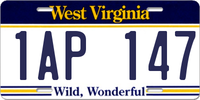 WV license plate 1AP147