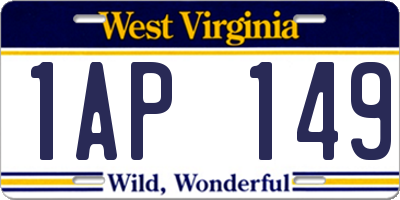 WV license plate 1AP149