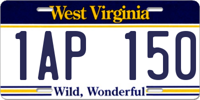 WV license plate 1AP150