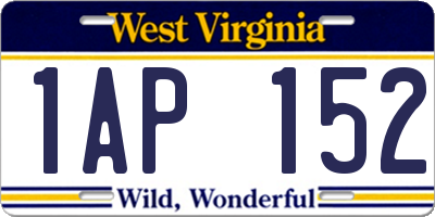 WV license plate 1AP152