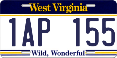 WV license plate 1AP155