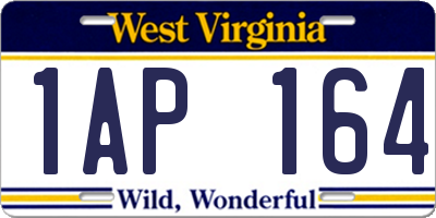WV license plate 1AP164